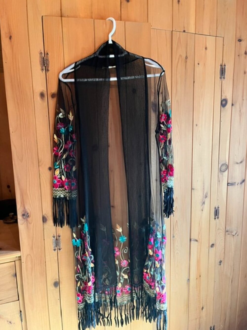 Embroidered black duster - Picture 1 of 5
